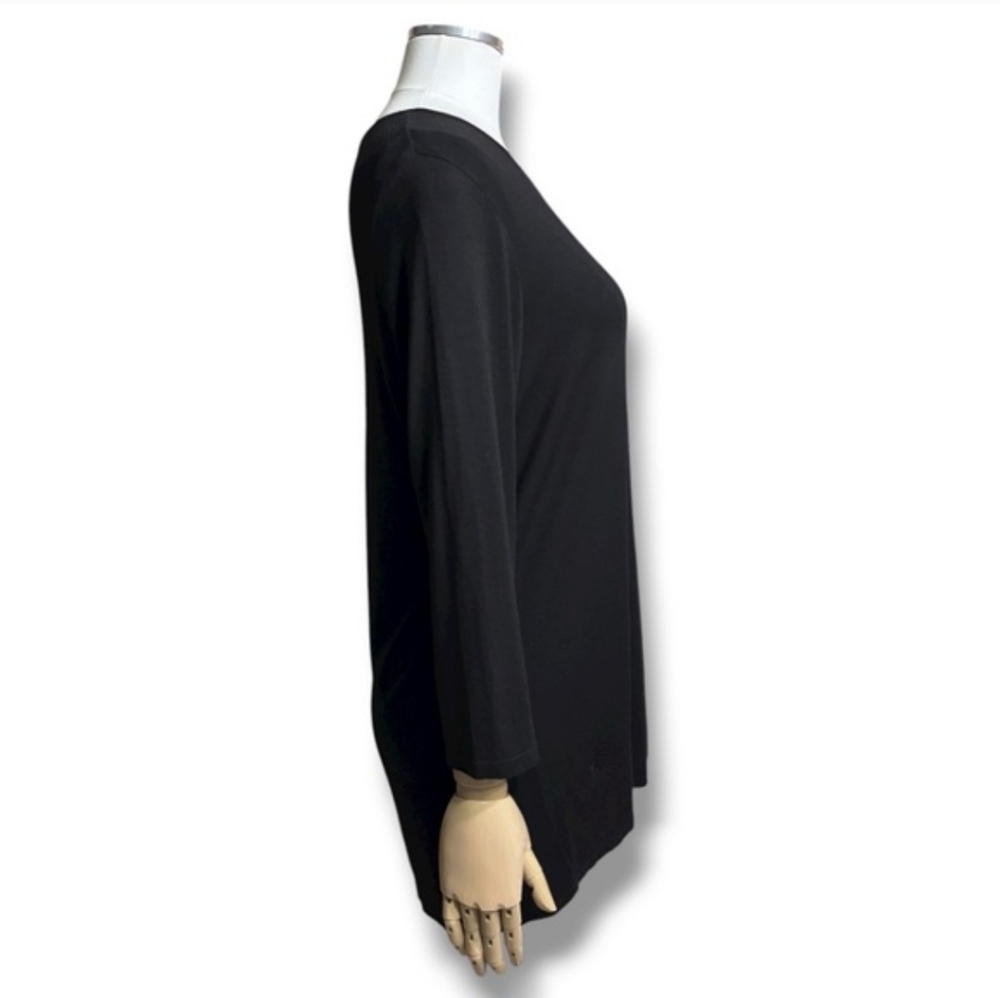 J. JILL STRETCH Black Scoop Neck 3/4 Sleeve Tunic Top - Picture 4 of 9
